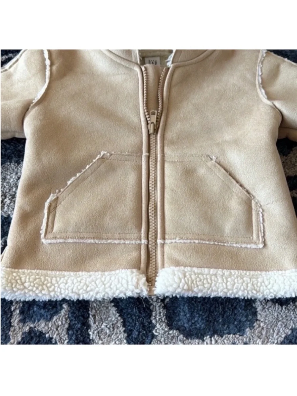 Gap Baby/Kids/Boys/Girls Faux Suede Shearling Zip Hooded Jacket/Coat Sz 6-12M